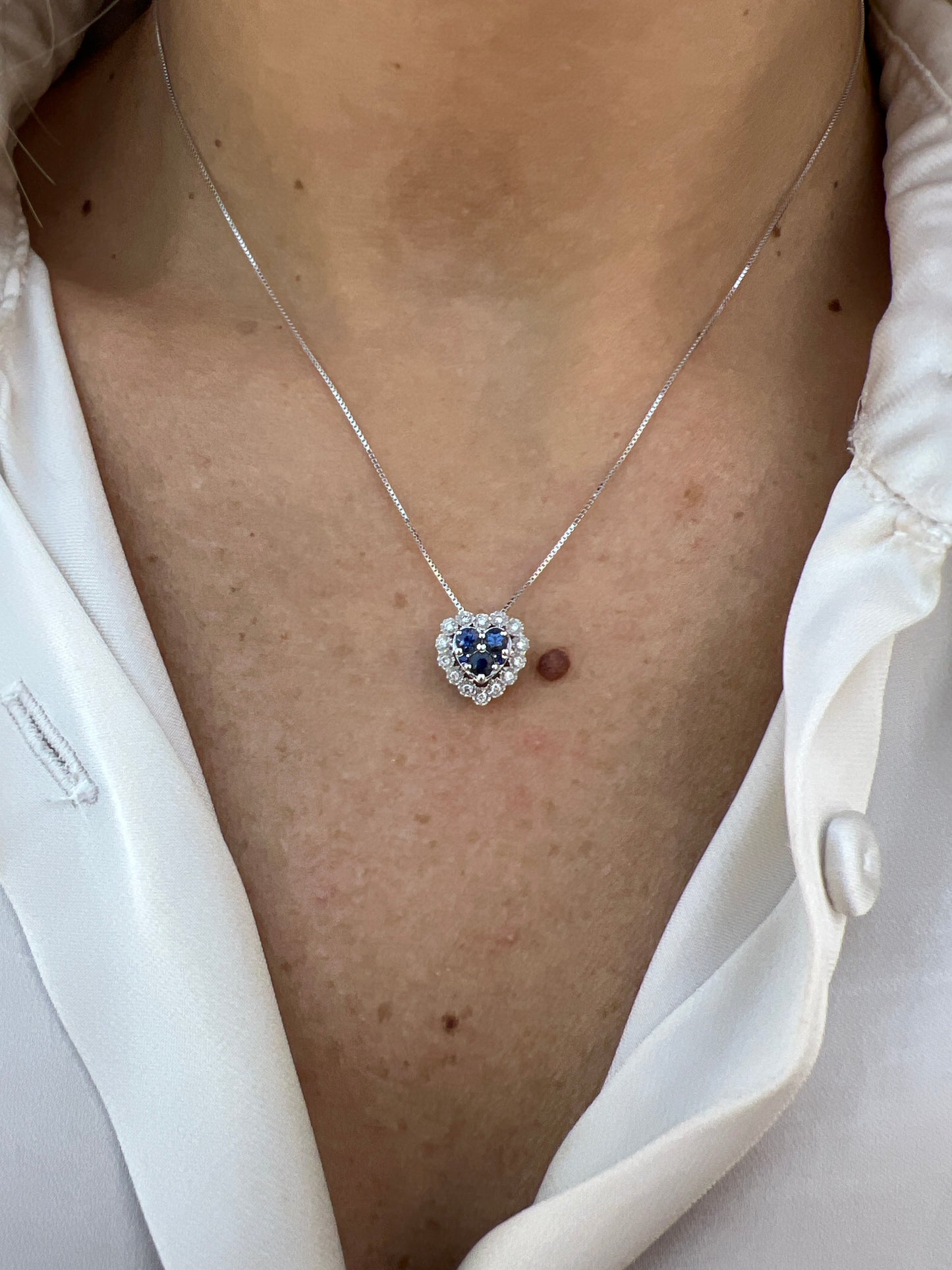 Collana in Oro Donna Crusado Collezione Verona Con Diamanti E Zaffiro-Kaidara Gioielli