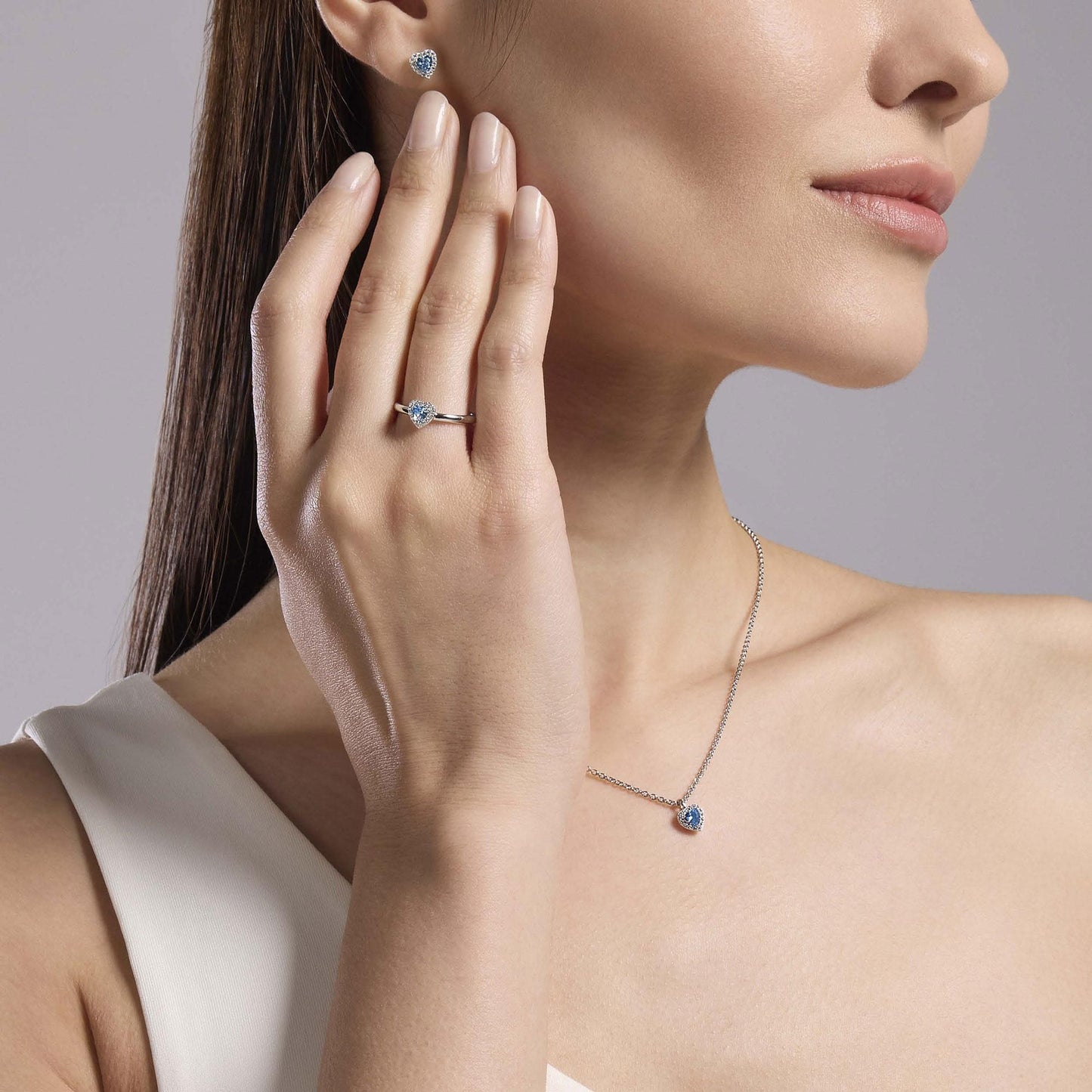 Girocollo in argento 925/ acquamarina sint zirc-Kaidara Gioielli