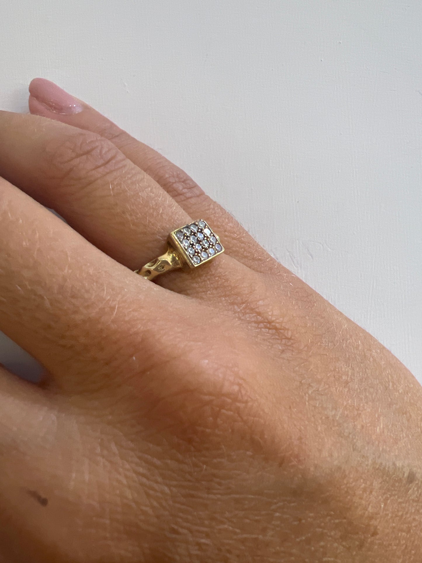 Anello in Argento Placcato Oro Donna Alisia Diamond Square-Kaidara Gioielli