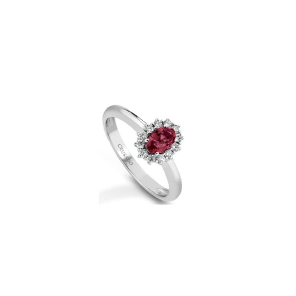Anello in Oro Donna Crusado Collezione Tropea Con Diamanti e Rubino-Kaidara Gioielli