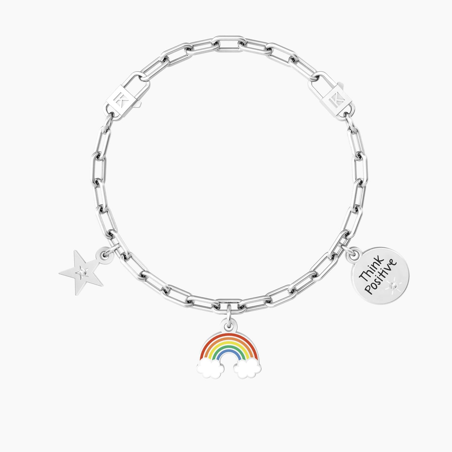 Bracciale in Acciaio Donna Kidult Arcobaleno Think Positive-Kaidara Gioielli