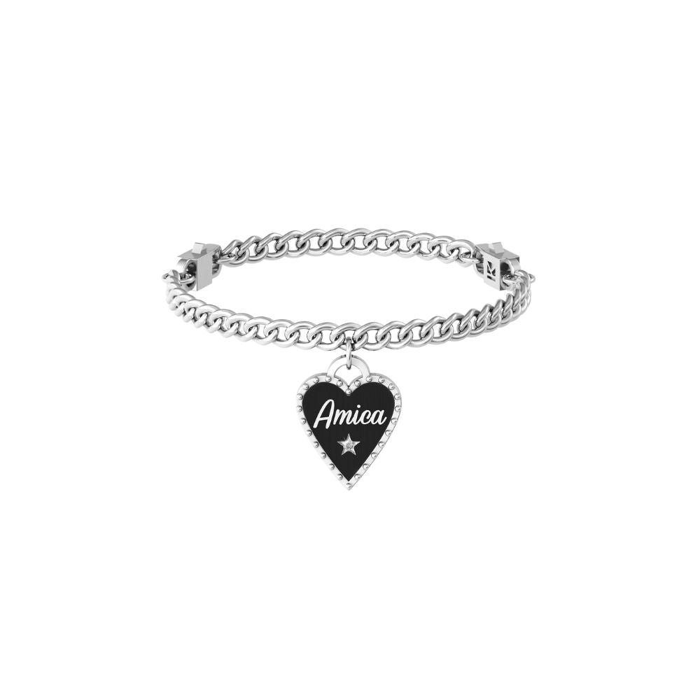 Bracciale in Acciaio Donna Kidult Cuore Amica sei unica-Kaidara Gioielli