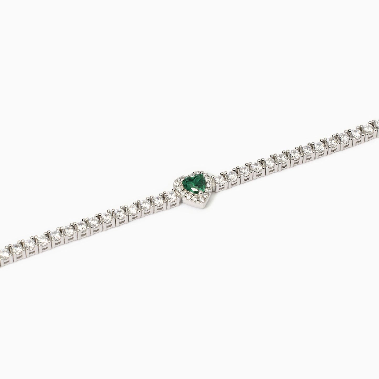 BRACCIALE TENNIS E CUORE VERDE MABINA-Kaidara Gioielli