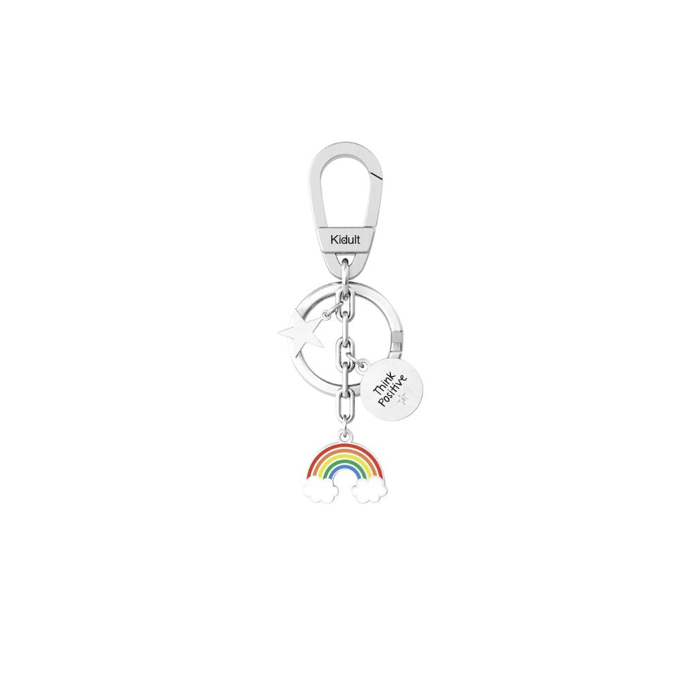 Portachiavi in Acciaio Donna Kidult Arcobaleno Think positive-Kaidara Gioielli