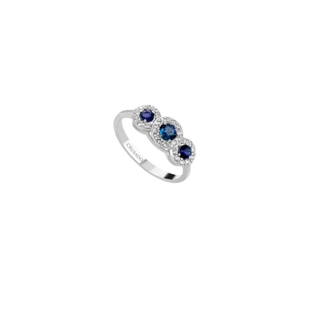 Anello in Oro Donna Crusado Collezione Amalfi Evo Con Diamanti e Zaffiro-Kaidara Gioielli
