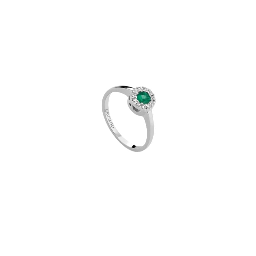 Anello in Oro Donna Crusado Collezione Amalfi Evo Con Diamanti e Smeraldo-Kaidara Gioielli