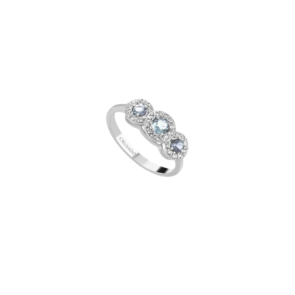 Anello in Oro Donna Crusado Collezione Amalfi Evo Con Diamanti e Acquamarina-Kaidara Gioielli