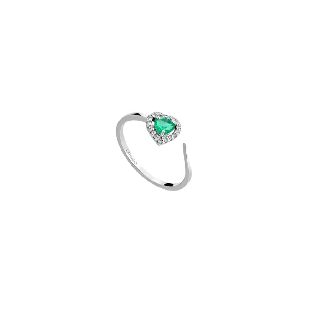 Anello in Oro Donna Crusado Collezione Corfù Con Diamanti e Smeraldo-Kaidara Gioielli