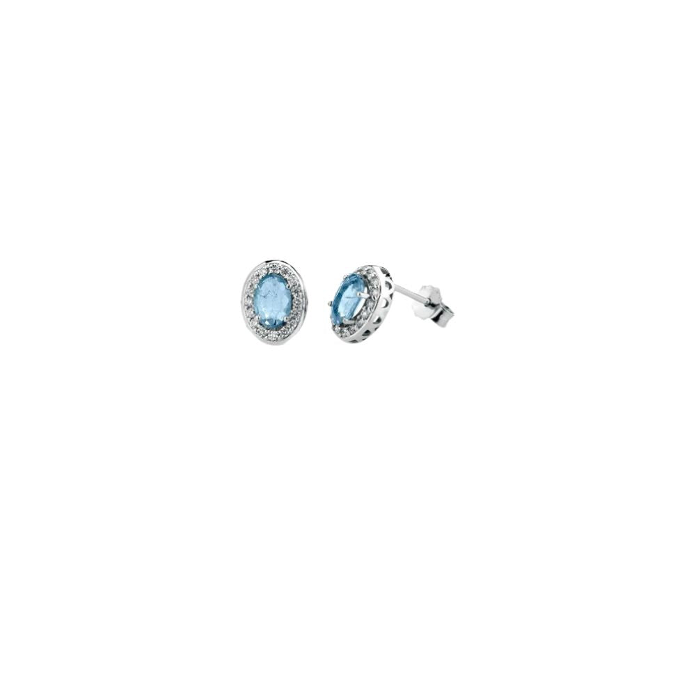 Orecchini in Oro Donna Crusado Collezione Camaiore Con Diamanti e Acquamarina-Kaidara Gioielli