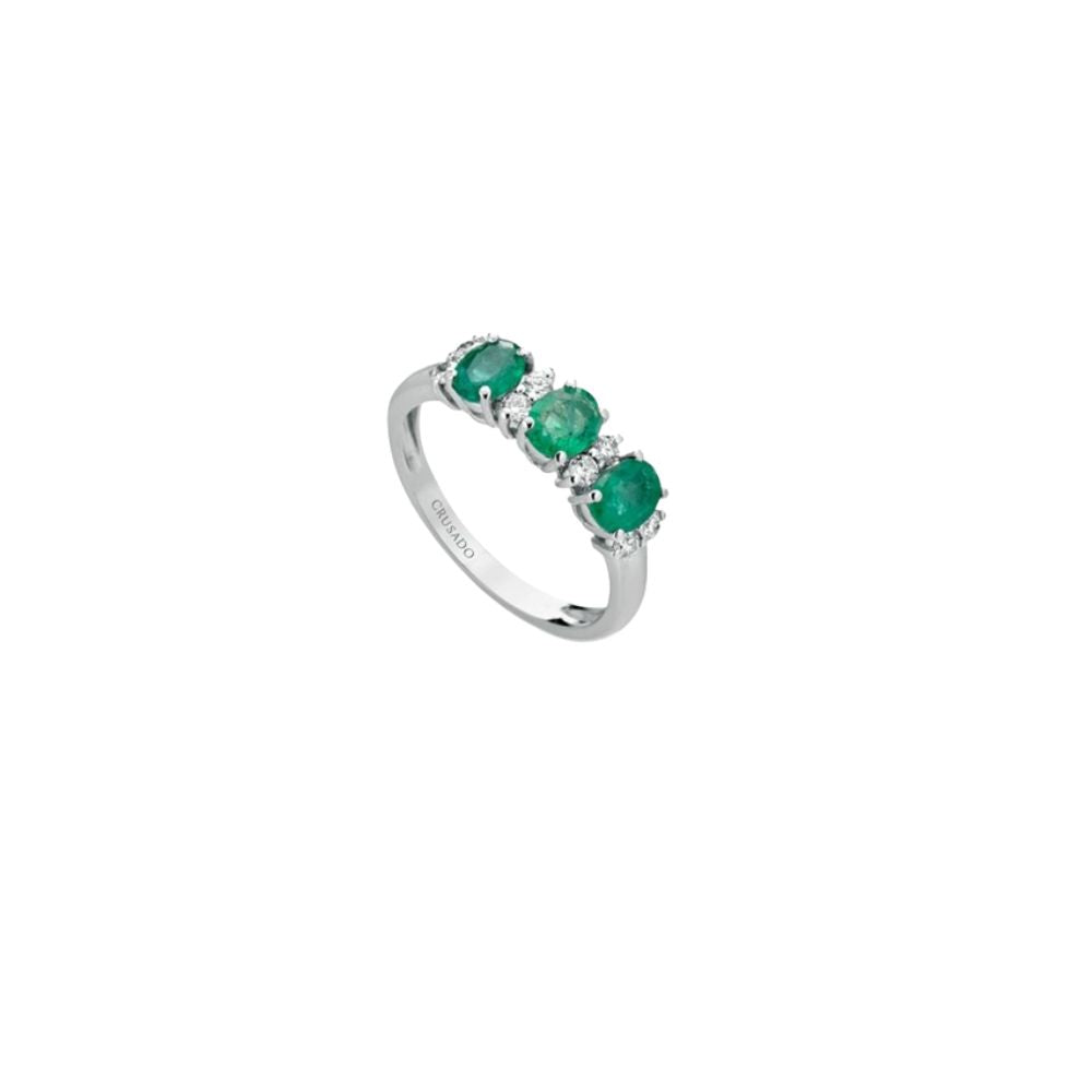 Anello in Oro Donna Crusado Collezione Mondello Con Diamanti E Smeraldo-Kaidara Gioielli