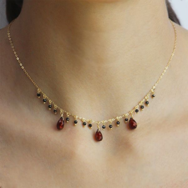 Collana in Argento Donna Maman et Sophie Frange Spinelli e Granati-Kaidara Gioielli