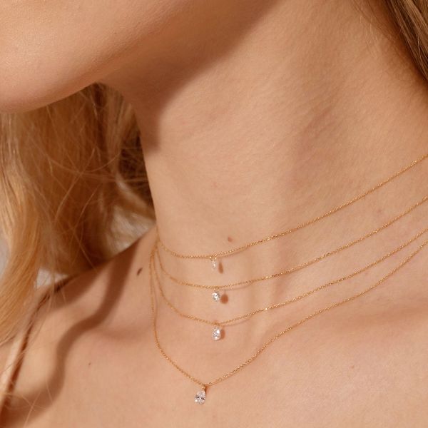 Collana in Oro Donna Maman et Sophie Diamante Nudo Goccia-Kaidara Gioielli