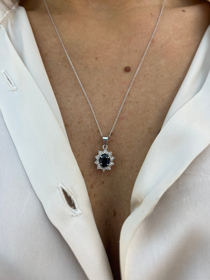 Collana in Oro Donna Crusado Collezione Portofino Con Diamanti e Zaffiro-Kaidara Gioielli