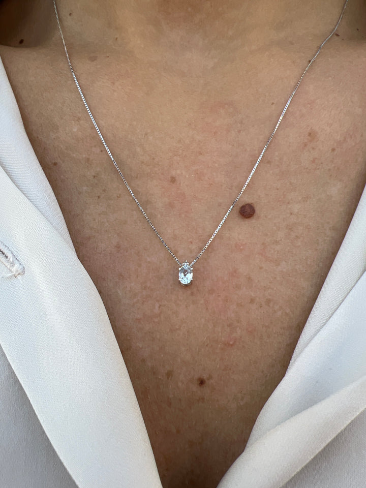 Collana in Oro Donna Crusado Collezione Via Veneto Con Acquamarina e Diamanti-Kaidara Gioielli