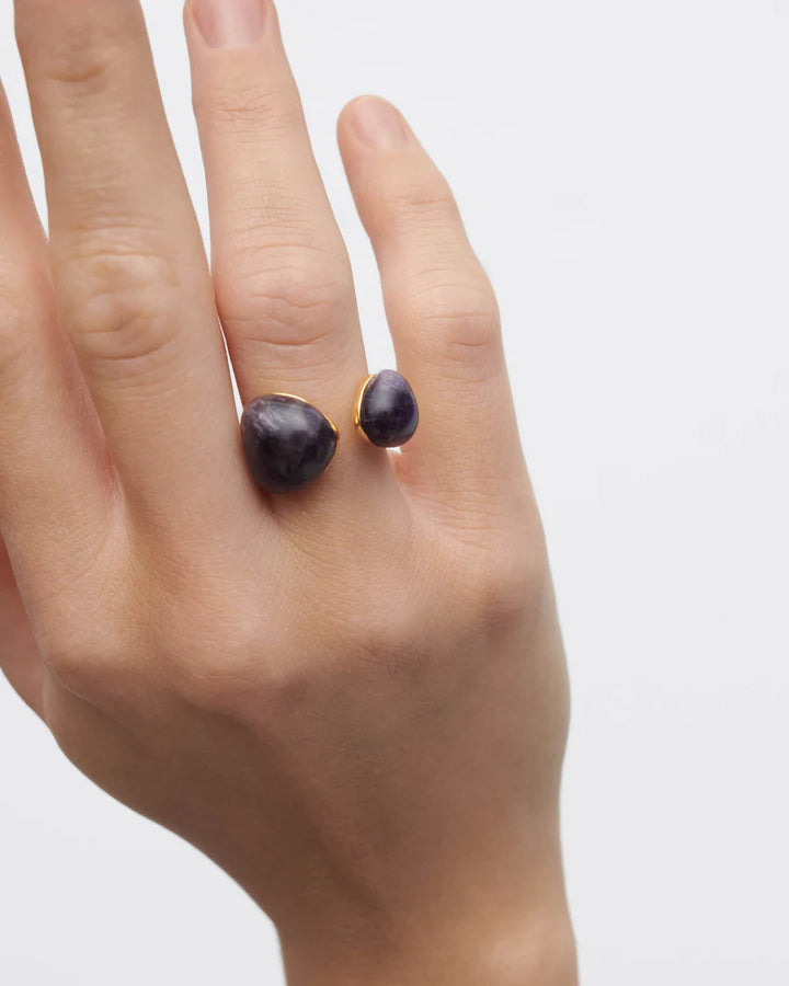 Anello in Argento Placcato Oro PdPaola Ametista Gravity-Kaidara Gioielli