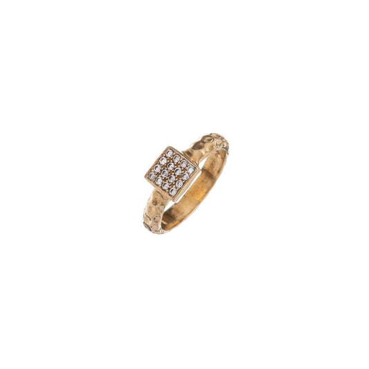 Anello in Argento Placcato Oro Donna Alisia Diamond Square-Kaidara Gioielli