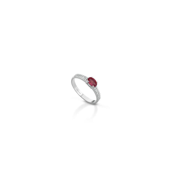Anello in Oro Donna Crusado Collezione Ibiza Con Diamanti e Rubino-Kaidara Gioielli