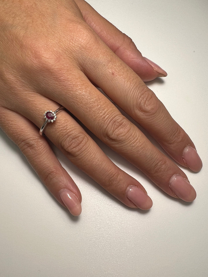 Anello in Oro Donna Crusado Collezione Tropea Con Diamanti e Rubino-Kaidara Gioielli