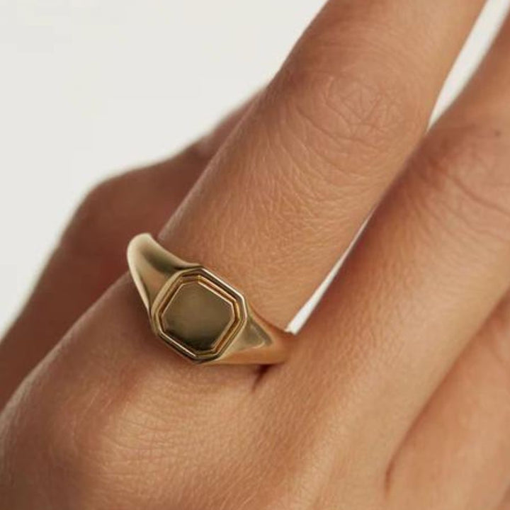 Anello in Argento Placcato Oro Donna Pdpaola Collezione Octet Stamp-Kaidara Gioielli