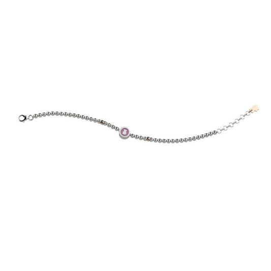 Bracciale in Argento Bimba Con Pallini Nanàn Orsetto Rosa-Kaidara Gioielli