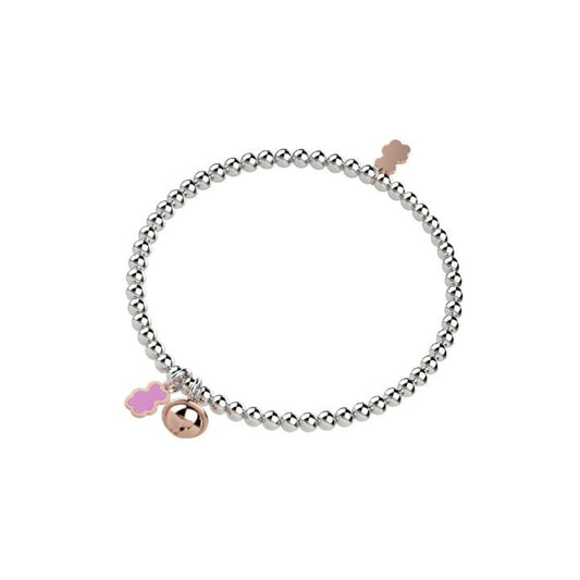 Bracciale in Argento Bimba Nanàn Campanella e Orso Rosa-Kaidara Gioielli