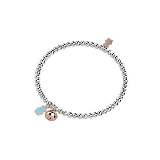 Bracciale in Argento Bimba Nanàn Campanella e Orso Turchese-Kaidara Gioielli