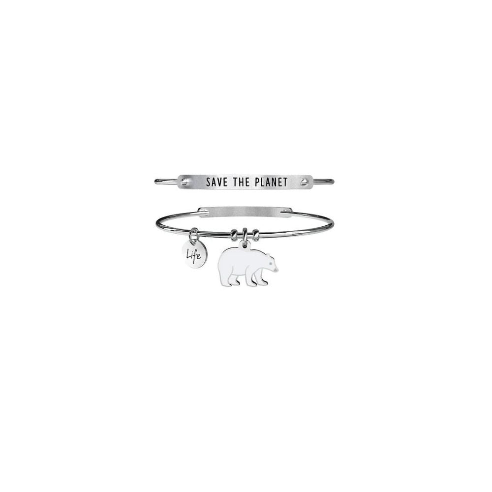 Bracciale in Acciaio Donna Kidult Orso polare Save the planet-Kaidara Gioielli