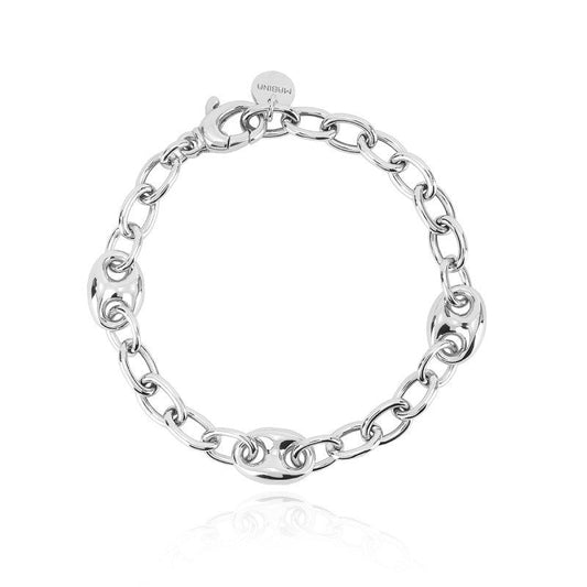 Bracciale in Argento Donna Mabina Anelli Ovali e Maglia Marina-Kaidara Gioielli