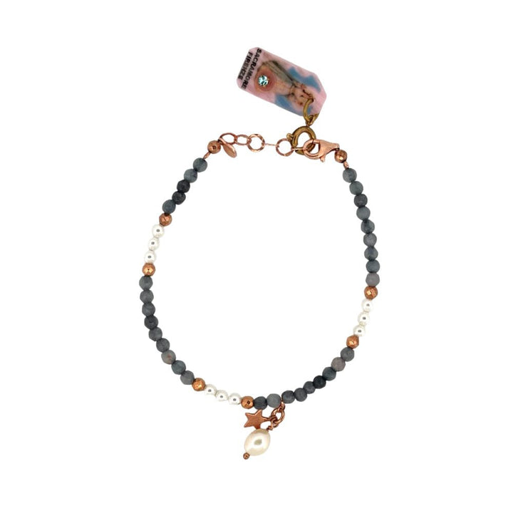 Bracciale in Argento Donna Sacramore Firenze Pietre Con Perla E Stella Centrale-Kaidara Gioielli