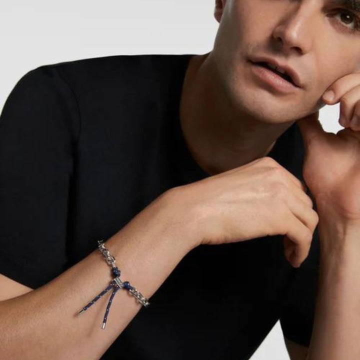 Bracciale in Argento Uomo Pdpaola Collezione Catena E Corda Midnight Essential-Kaidara Gioielli