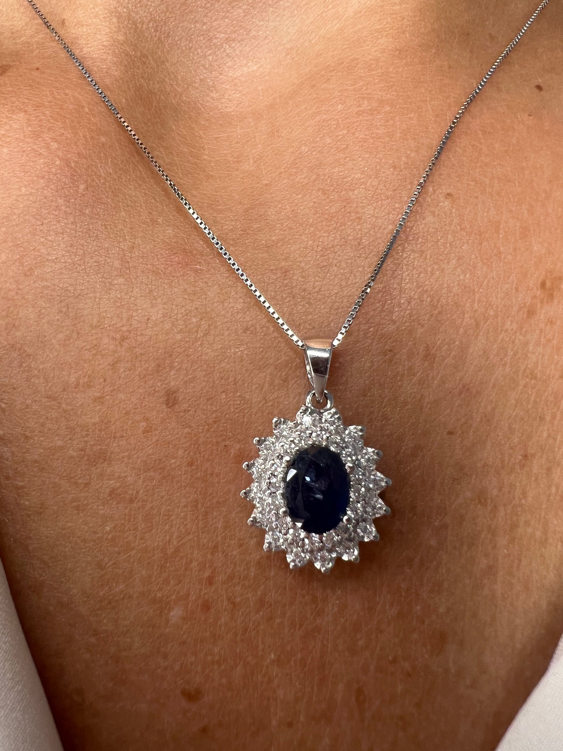 Collana in Oro Donna Crusado Collezione Sanremo Con Diamanti e Zaffiro-Kaidara Gioielli