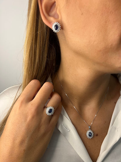 Collana in Oro Donna Crusado Collezione Sanremo Con Diamanti e Zaffiro-Kaidara Gioielli