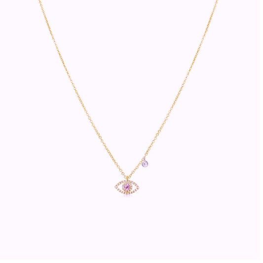 Collana in Oro Donna MeiraT Con Zaffiro Rosa e Diamanti-Kaidara Gioielli