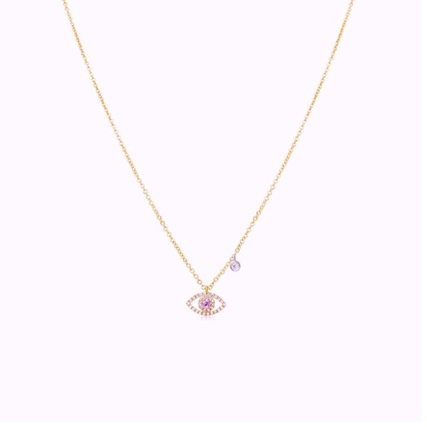 Collana in Oro Donna MeiraT Con Zaffiro Rosa e Diamanti-Kaidara Gioielli