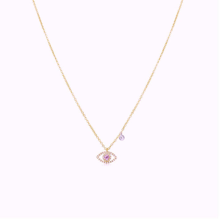 Collana in Oro Donna MeiraT Con Zaffiro Rosa e Diamanti-Kaidara Gioielli