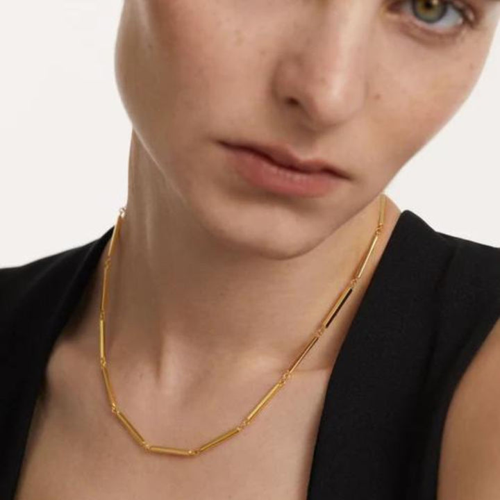 Collana in Argento Placcato Oro Donna Pdpaola Collezione Catena Bar-Kaidara Gioielli