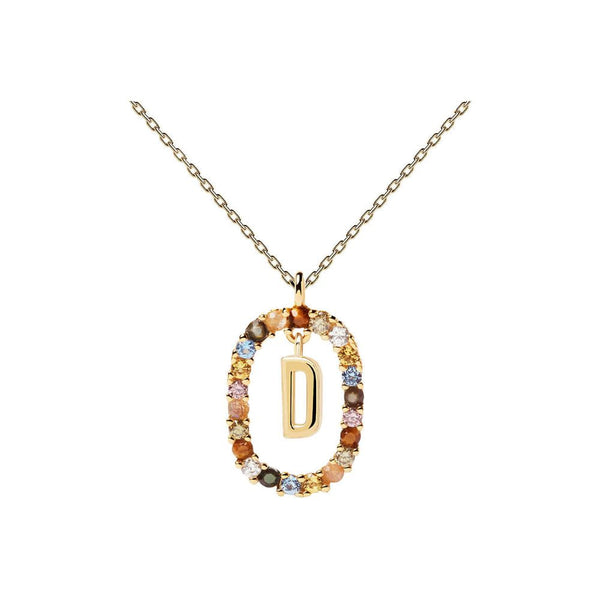 Collana in Argento Placcato Oro Donna Pdpaola Collezione Lettere-Kaidara Gioielli