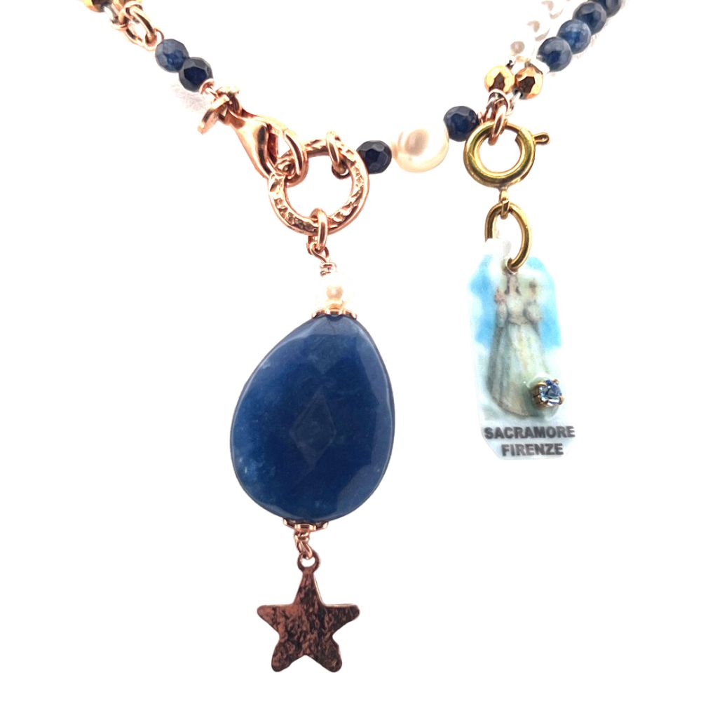 Collana in Argento Donna Sacramore Firenze Con Pietra Blu-Kaidara Gioielli