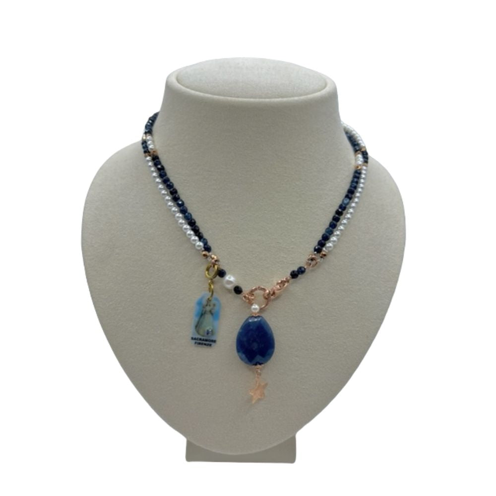 Collana in Argento Donna Sacramore Firenze Con Pietra Blu-Kaidara Gioielli