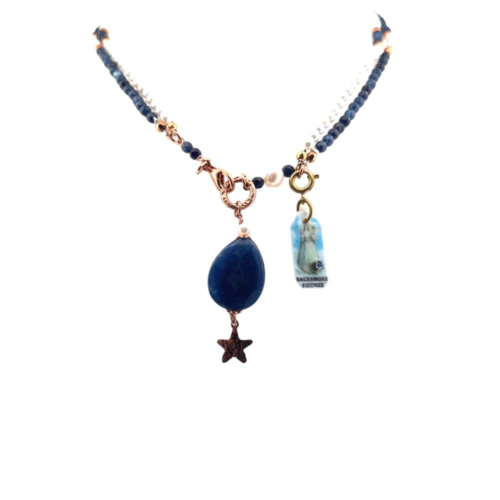 Collana in Argento Donna Sacramore Firenze Con Pietra Blu-Kaidara Gioielli