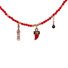 Collana in Argento Donna Sacramore Firenze Pietre Rosse e Perle-Kaidara Gioielli