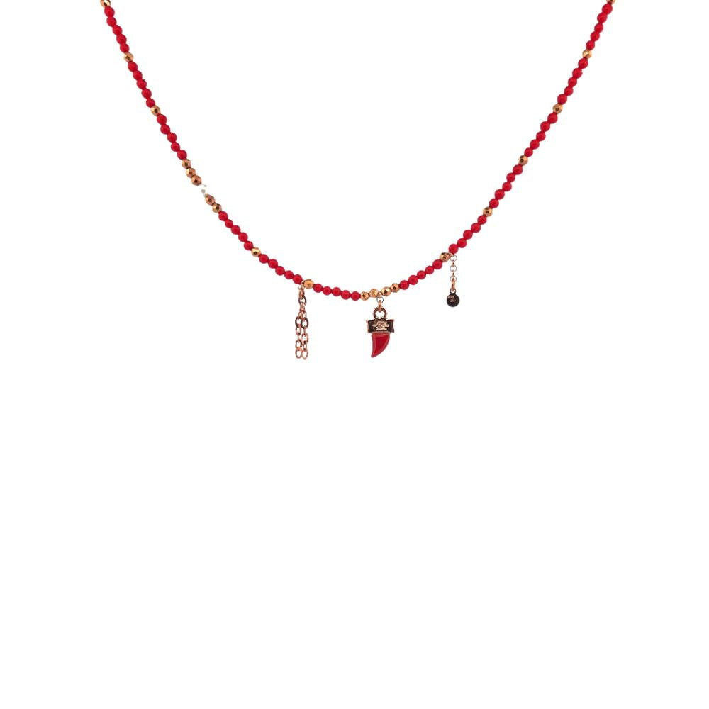 Collana in Argento Donna Sacramore Firenze Pietre Rosse e Perle-Kaidara Gioielli