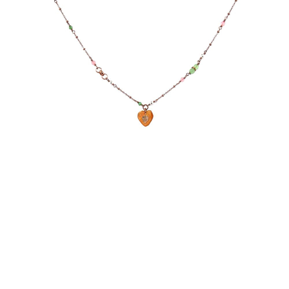 Collana in Argento Donna Sacramore Firenze Smaltato Rosa Con Cuore-Kaidara Gioielli