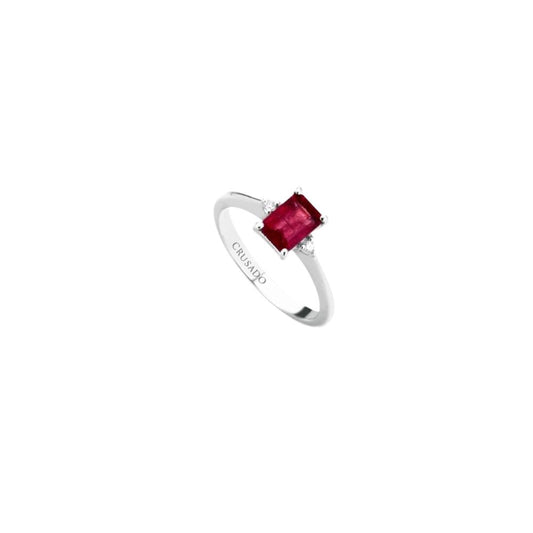 Anello in Oro Donna Crusado Collezione Sabaudia Con Diamanti e Rubino-Kaidara Gioielli