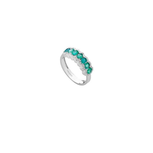 Anello in Oro Donna Crusado Collezione Lampedusa Con Diamanti e Smeraldo-Kaidara Gioielli