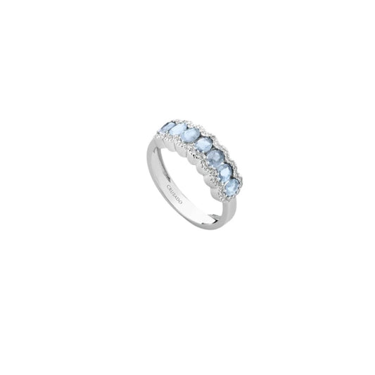 Anello in Oro Donna Crusado Collezione Lampedusa Con Diamanti e Acquamarina-Kaidara Gioielli