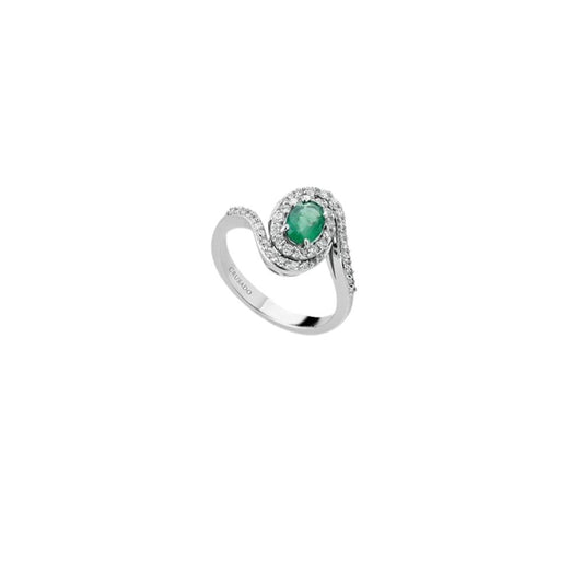 Anello in Oro Donna Crusado Collezione Elba Con Diamanti e Smeraldo-Kaidara Gioielli