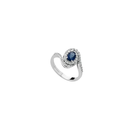 Anello in Oro Donna Crusado Collezione Elba Con Diamanti e Zaffiro-Kaidara Gioielli