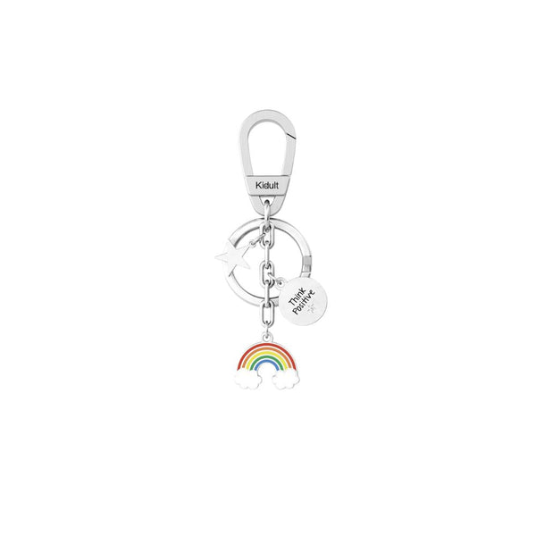 Portachiavi in Acciaio Donna Kidult Arcobaleno Think positive-Kaidara Gioielli