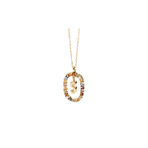 Collana in Argento Placcato Oro Donna Pdpaola Lettera S-Kaidara Gioielli